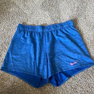 Nike shorts. Size S. Blue with pink waist band and strings.